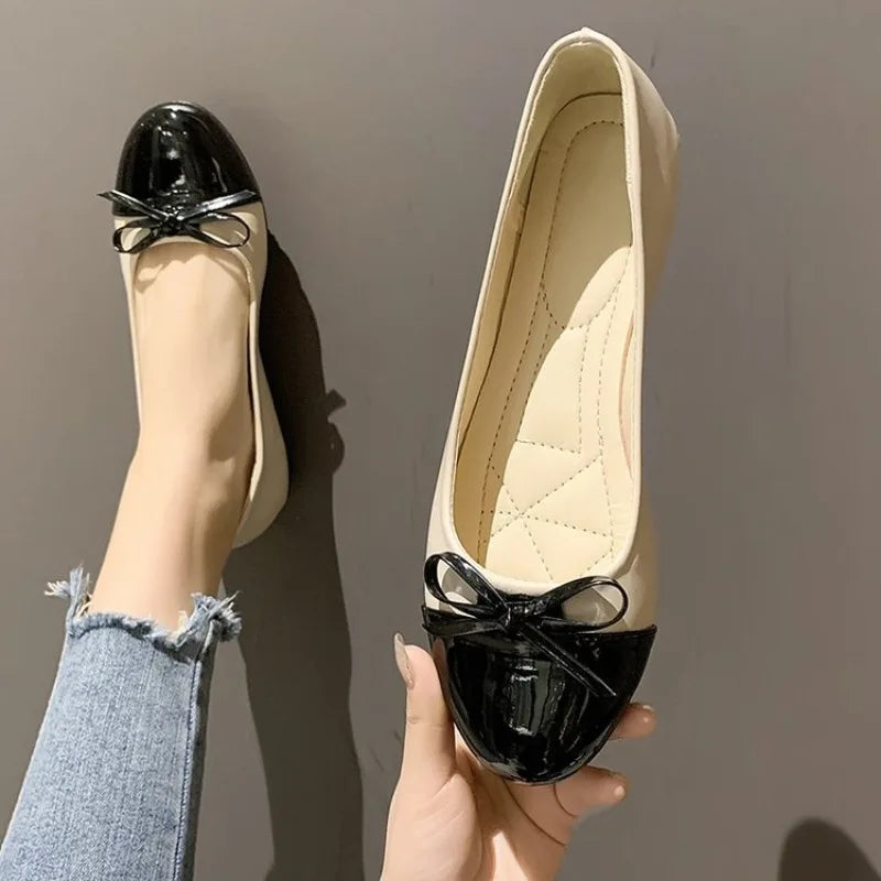 Women Flats Comfort Ballerina Shoes 2025 Summer New Shallow Mouth Non-slip Ladies Loafers Elegant Bowknot Women Single Shoes