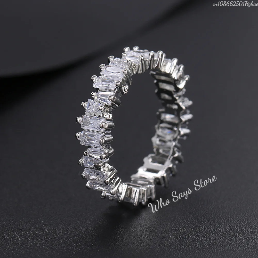 Stylish New Design Sparkling Zircon Rings for Women Elegant Party Jewelry Gift
