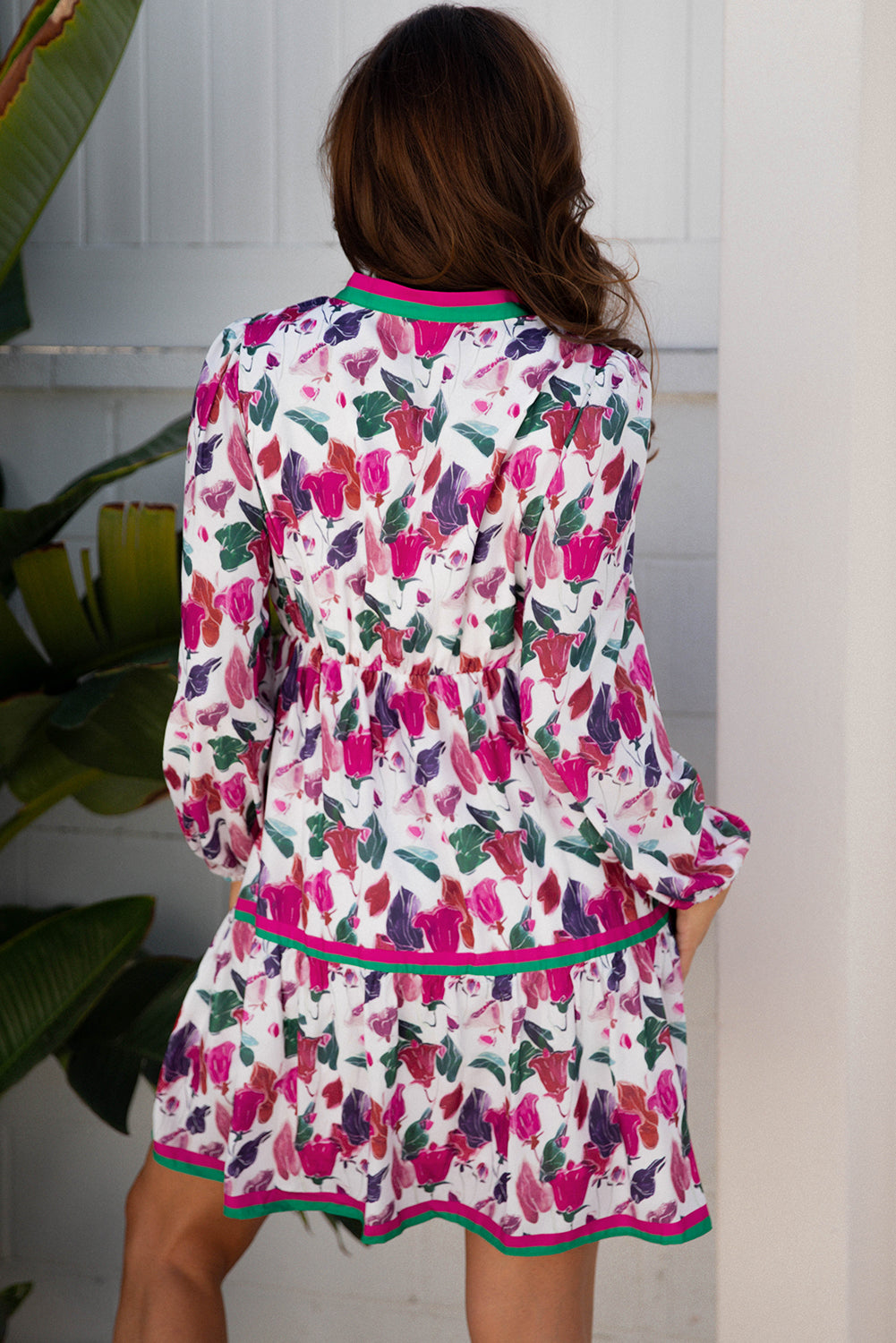 Purple Floral Print  Mini Dress