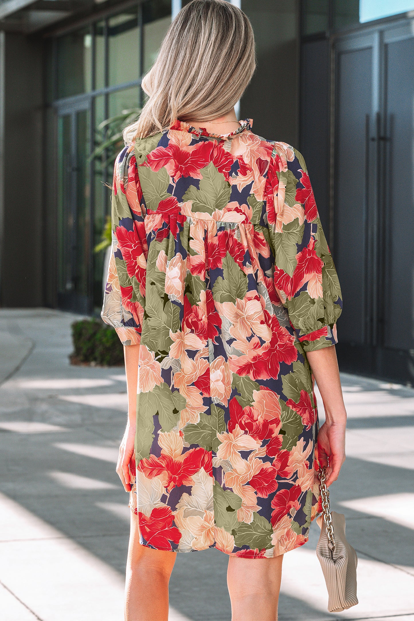 green floral print mini dress