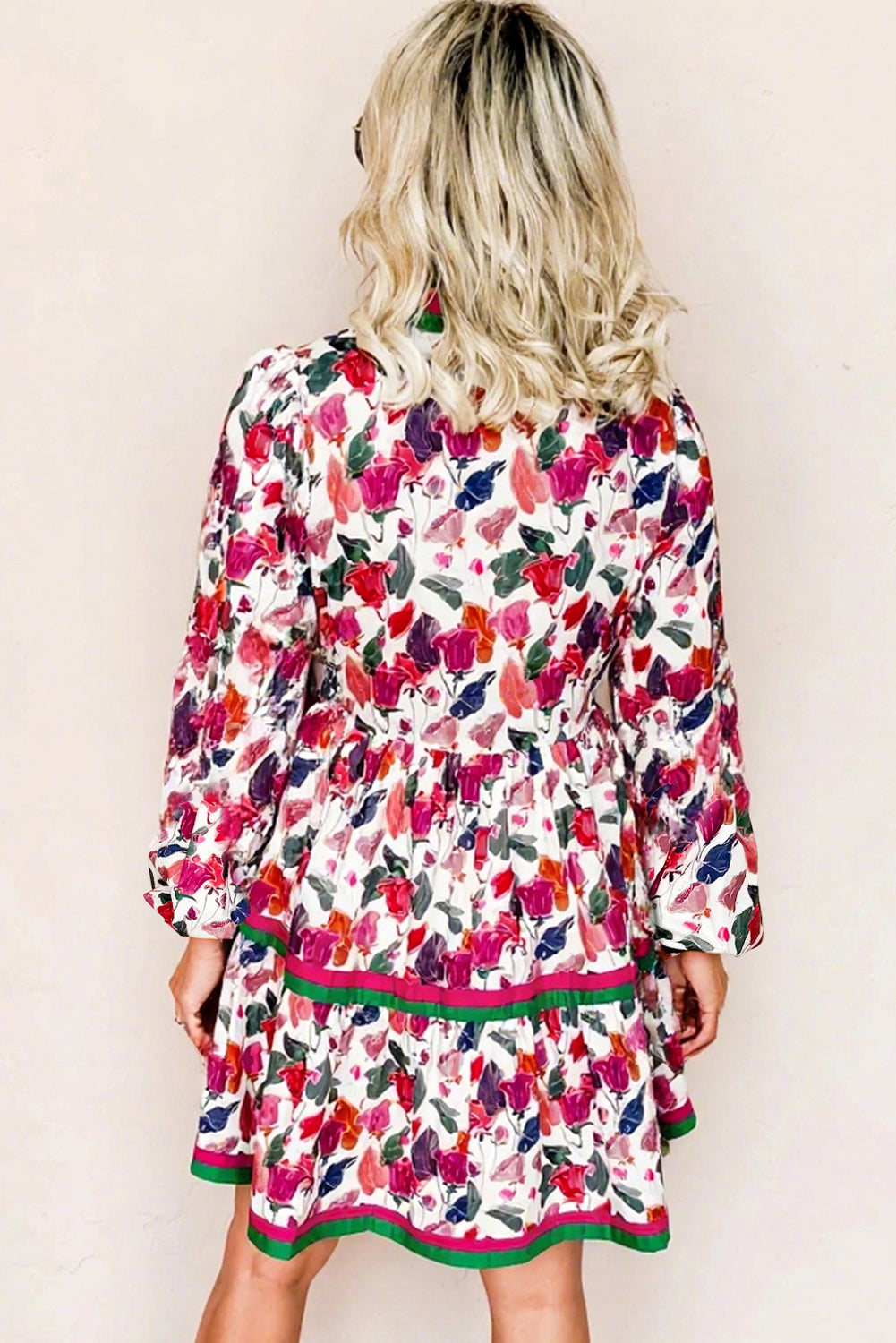 Purple Floral Print  Mini Dress