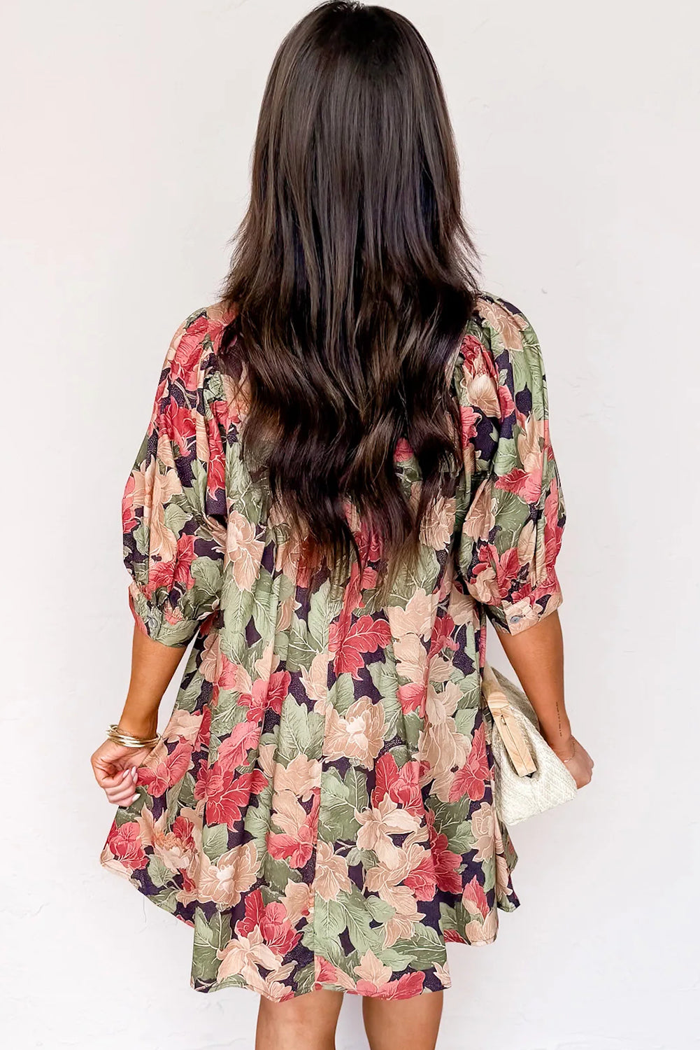 green floral print mini dress