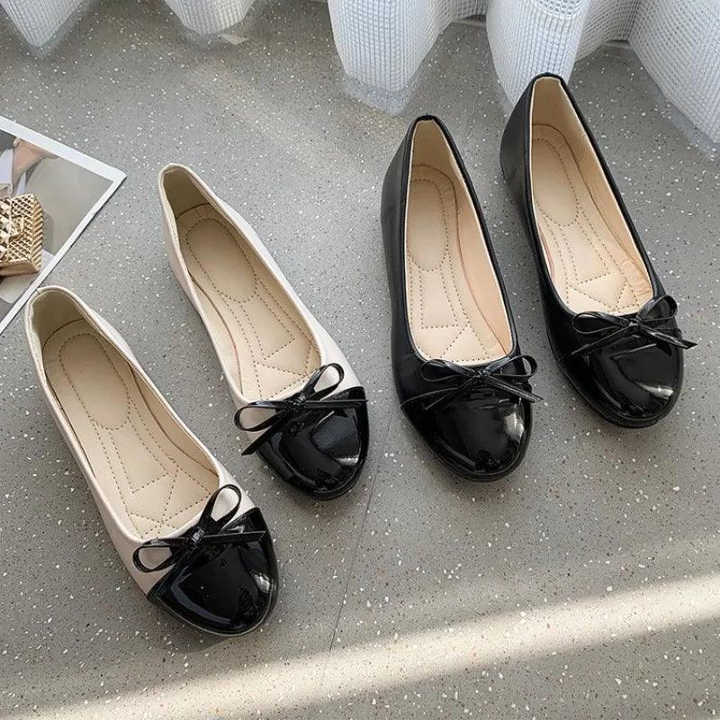 Women Flats Comfort Ballerina Shoes 2025 Summer New Shallow Mouth Non-slip Ladies Loafers Elegant Bowknot Women Single Shoes