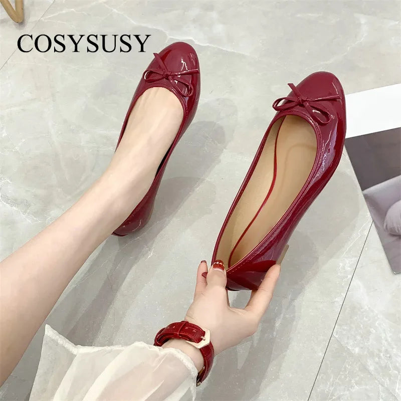 Women's Round Toe Flat Shoes with Soft Leather 2025 New Butterfly Bow Casual Black Women's Shoes Ballet Style Single Shoes