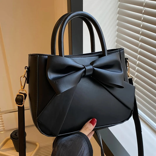 Ladies' bow handbag, elegant crossbody bag, hand-held small square bag, fashionable single-shoulder bag, fashionable accessory