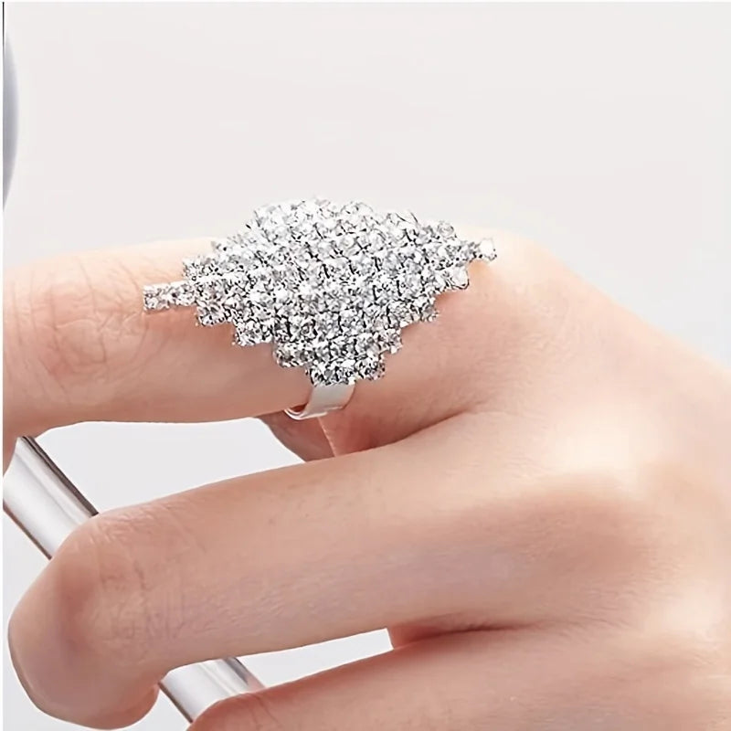 6 Pieces of Earrings, Necklaces, Bracelets, Rings, Bags. Luxury Jewelry Set with Sparkling Rhinestones and Exquisite Evening
