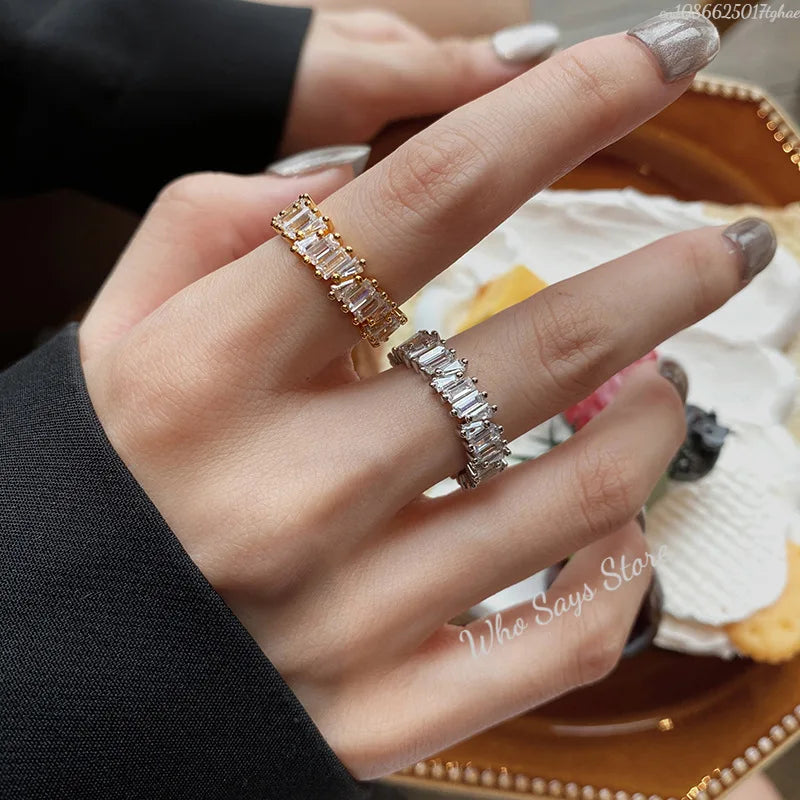 Stylish New Design Sparkling Zircon Rings for Women Elegant Party Jewelry Gift
