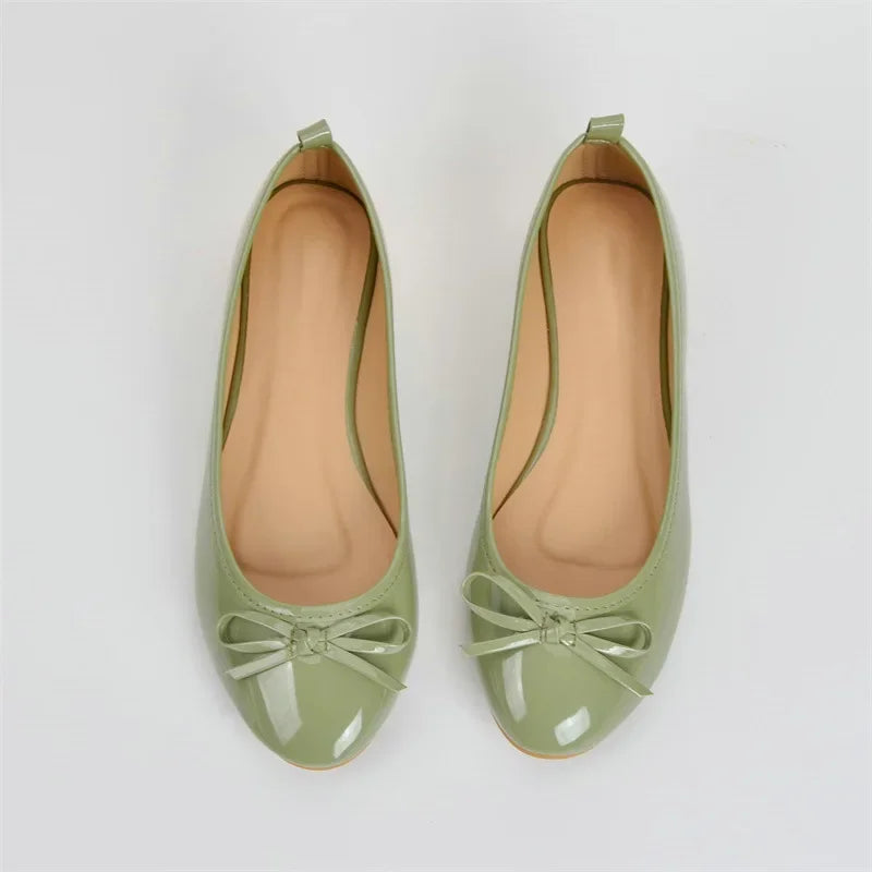 Women's Round Toe Flat Shoes with Soft Leather 2025 New Butterfly Bow Casual Black Women's Shoes Ballet Style Single Shoes