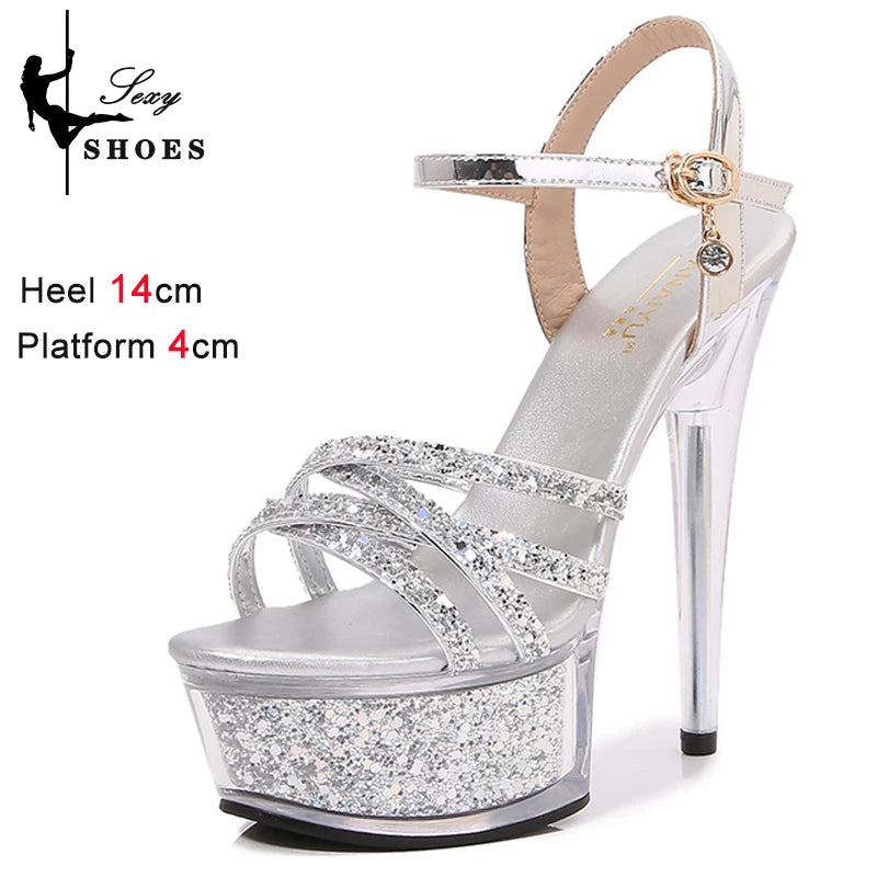 Ladies High Heels Sandals New Arrival Summer Sexy Stiletto Platform Narrow Band Women Sandals Buckle Strap Nightclub Shoes