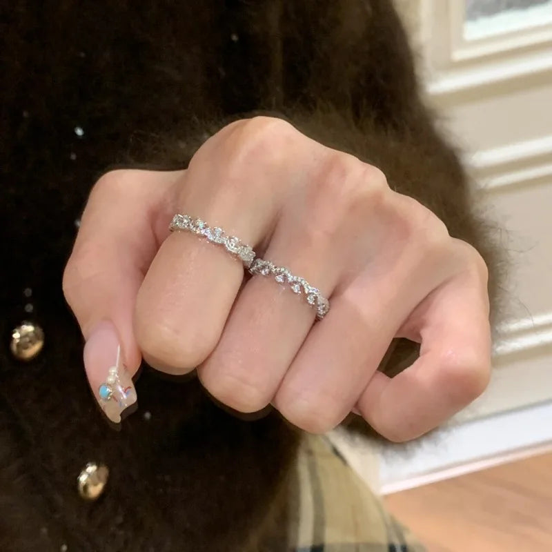Light luxury high-end silver 925 inlaid full diamond lace rings for women new in retro exquisite fashion ring jewelry gift