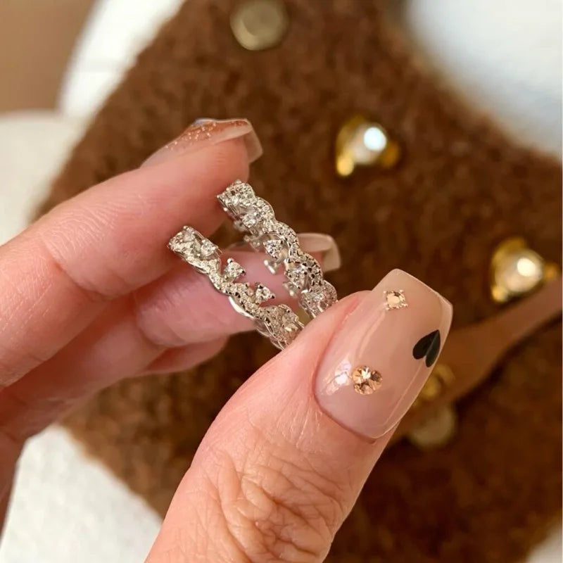 Light luxury high-end silver 925 inlaid full diamond lace rings for women new in retro exquisite fashion ring jewelry gift