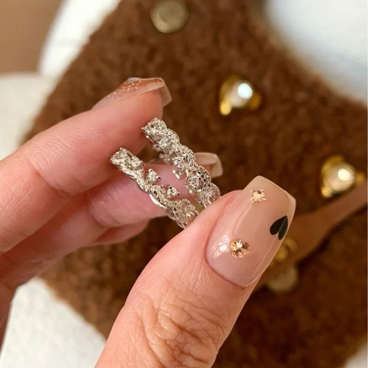 Light luxury high-end silver 925 inlaid full diamond lace rings for women new in retro exquisite fashion ring jewelry gift