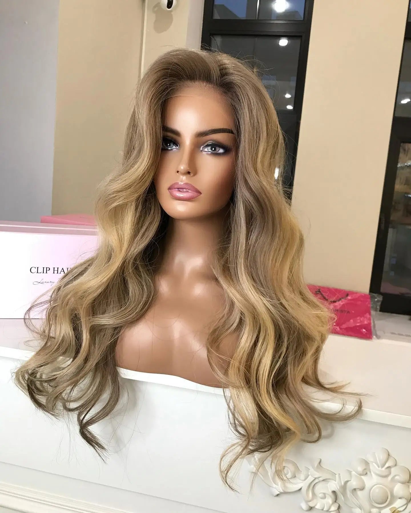 Wig Dark Roots Blonde Brown Ombre Wavy Balayage Lace Front Wavy Synthetic Lace Front Wig Brown Wigs Body Wave Wig Gift For Women