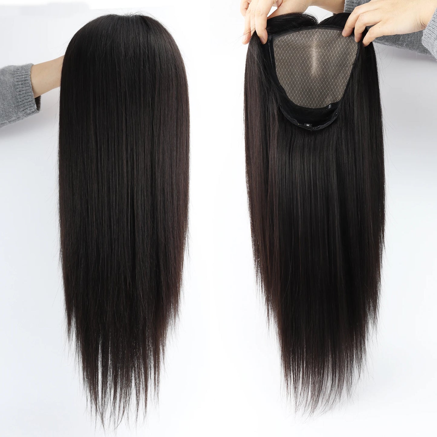 6"x6" Silk Top Human Hair Wig Natural Straight RealVirgin European Human Hair Glueless Wig for Women Soft Breathable Elastic Net