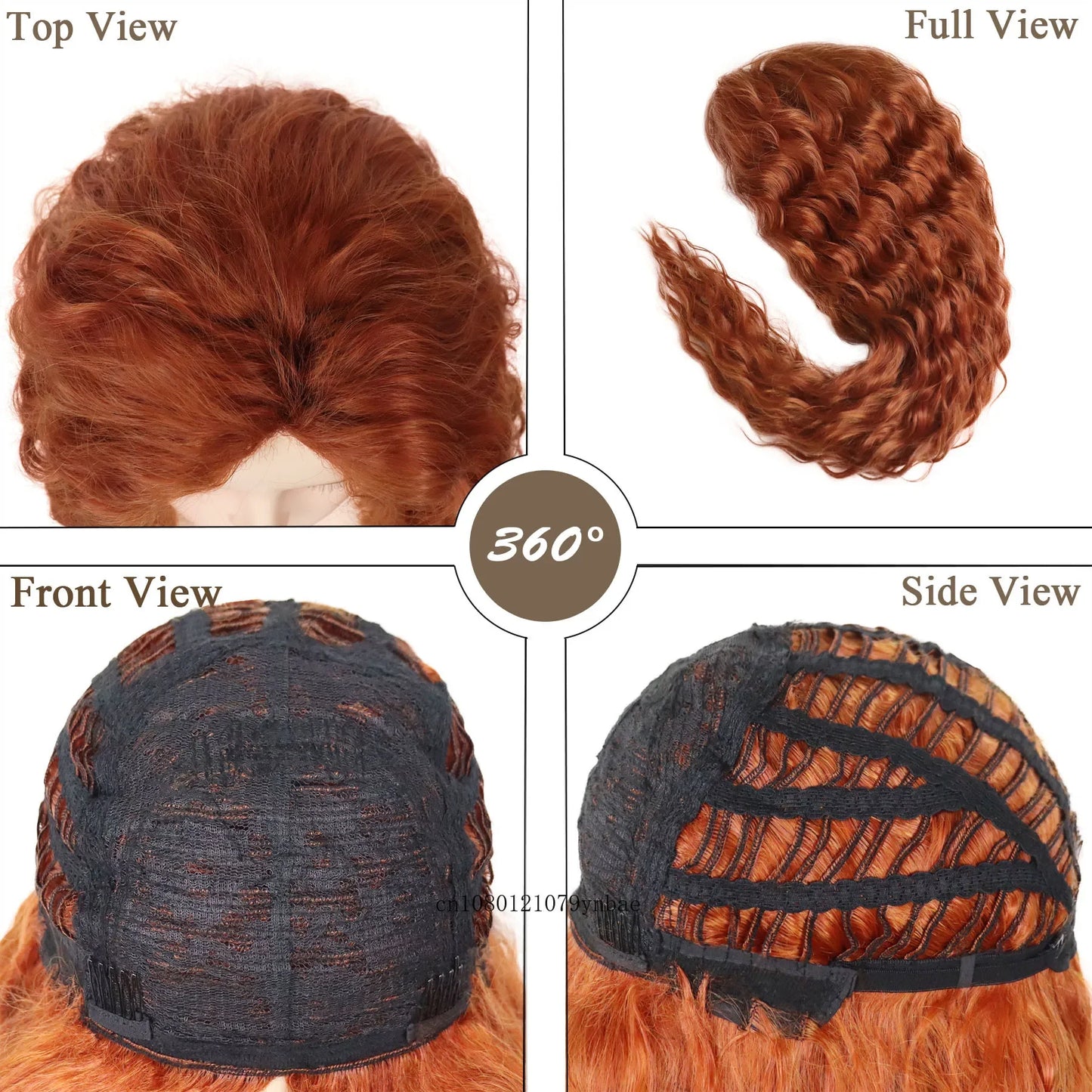 Synthetic 26 Inch Long Wig Water Wave Ginger Copper Wig for Women Deep Wavy Halloween Cosplay Daily Party Hair Replacement Wigs