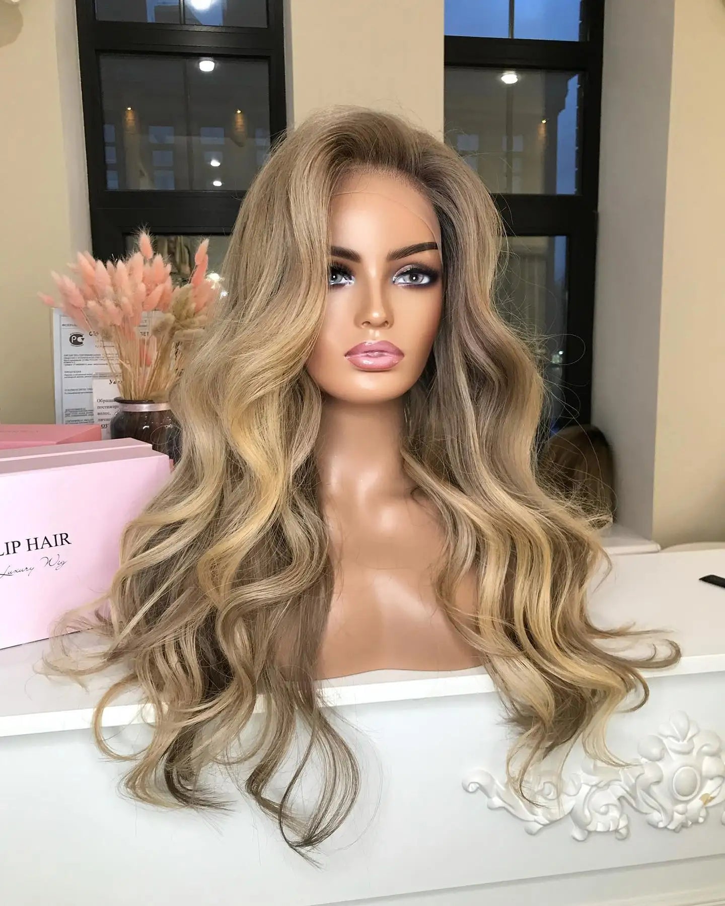 Wig Dark Roots Blonde Brown Ombre Wavy Balayage Lace Front Wavy Synthetic Lace Front Wig Brown Wigs Body Wave Wig Gift For Women