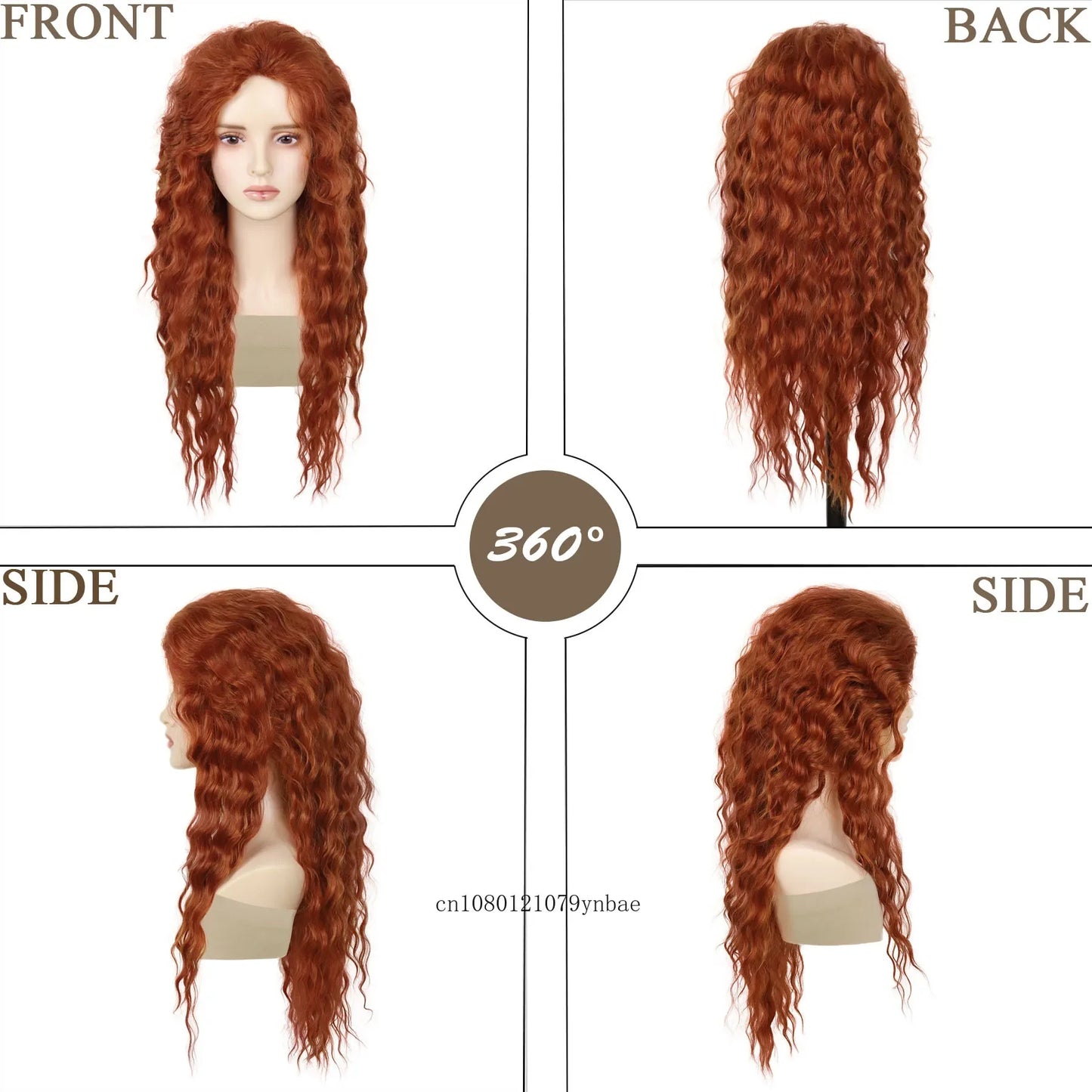 Synthetic 26 Inch Long Wig Water Wave Ginger Copper Wig for Women Deep Wavy Halloween Cosplay Daily Party Hair Replacement Wigs