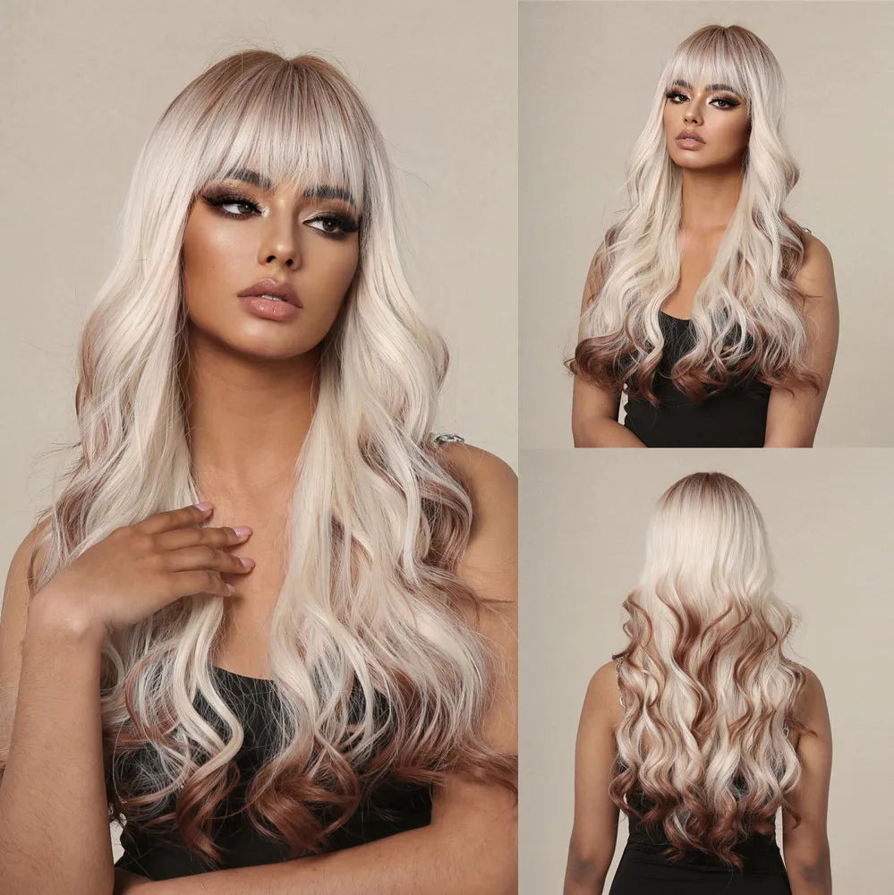 Ginger Synthetic Wig Curly Long Body Wavy Orange Colorful Cosplay Wigs for Women Daliy Party Use Fake hair Heat Resistant