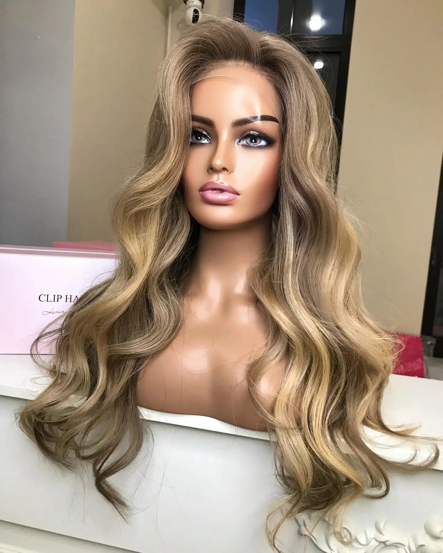 Wig Dark Roots Blonde Brown Ombre Wavy Balayage Lace Front Wavy Synthetic Lace Front Wig Brown Wigs Body Wave Wig Gift For Women