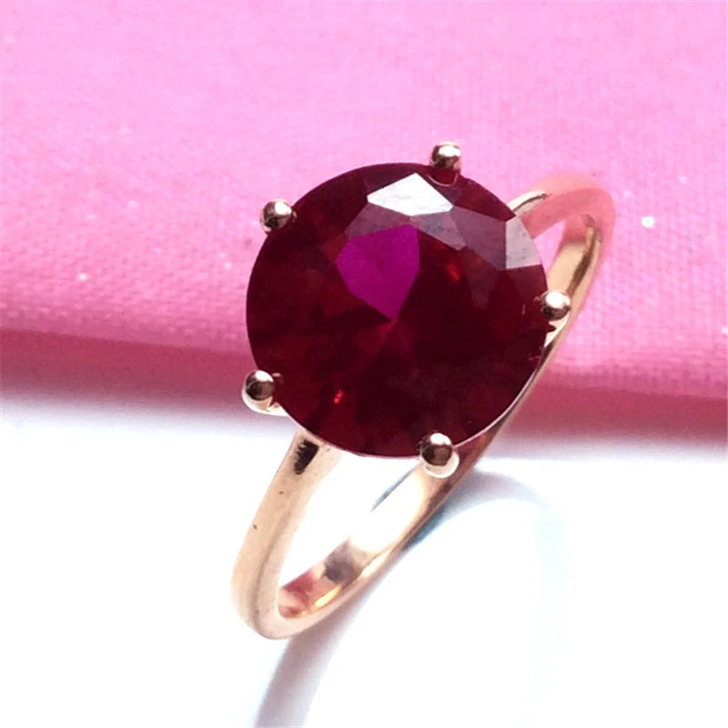 Round ruby jewelry sets light luxury fashion glamour earrings for women necklaces rings 585 purple gold plated 14K rose gold