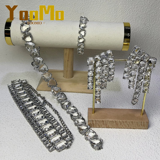 White Zircon Jewelry Original High Quality Gem Hot Sale Shiny Fashion Exquisite Necklace Earrings Bracelet Ring Sets Women Gift