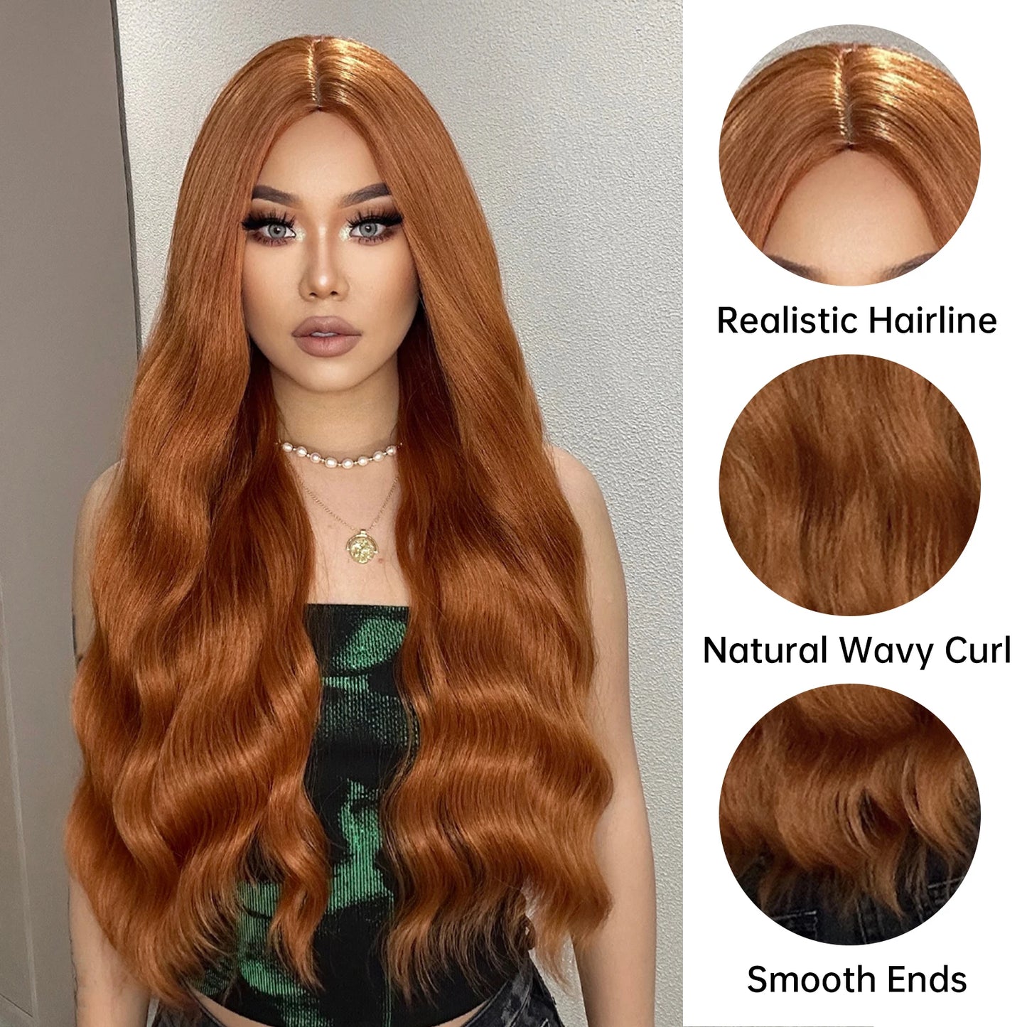 Ginger Synthetic Wig Curly Long Body Wavy Orange Colorful Cosplay Wigs for Women Daliy Party Use Fake hair Heat Resistant