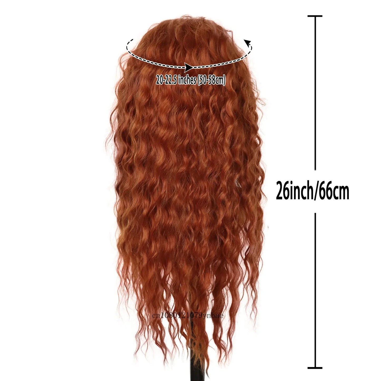 Synthetic 26 Inch Long Wig Water Wave Ginger Copper Wig for Women Deep Wavy Halloween Cosplay Daily Party Hair Replacement Wigs