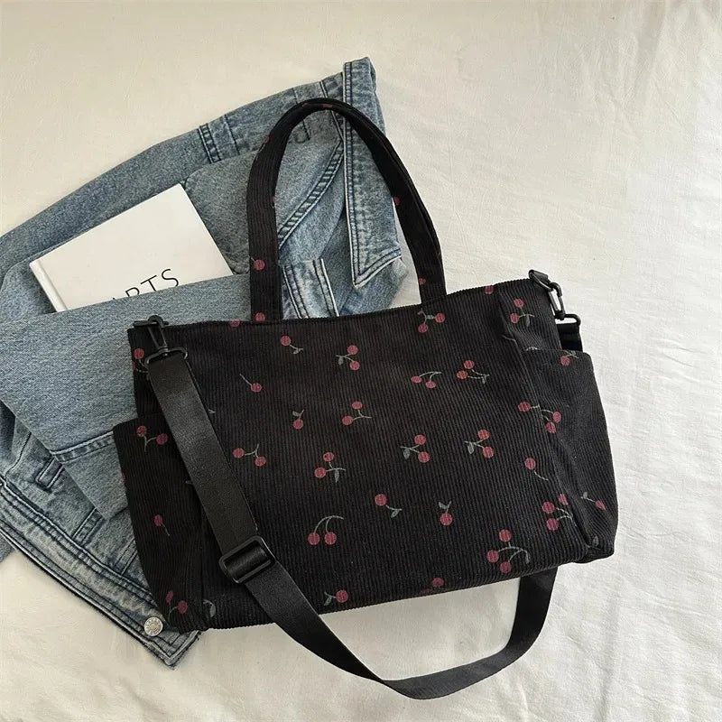 Ladies' shoulder bag, new corduroy hand-held large-capacity handbag, suitable for commuting, attending classes and traveling