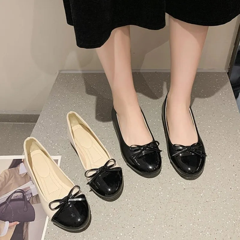Women Flats Comfort Ballerina Shoes 2025 Summer New Shallow Mouth Non-slip Ladies Loafers Elegant Bowknot Women Single Shoes