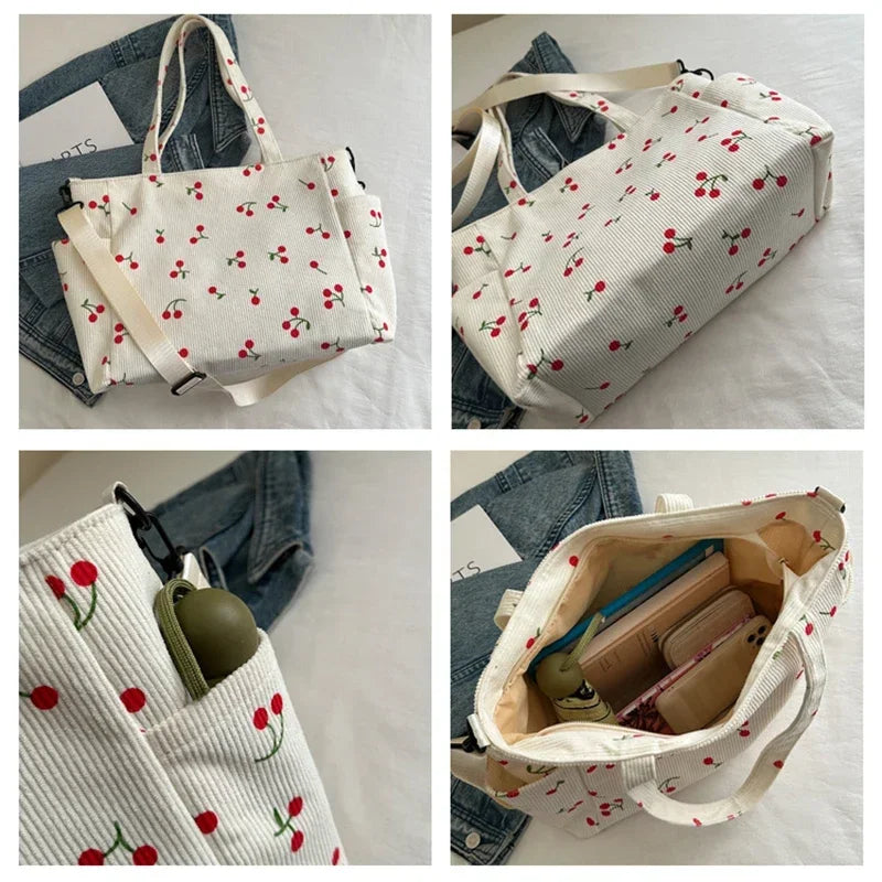 Ladies' shoulder bag, new corduroy hand-held large-capacity handbag, suitable for commuting, attending classes and traveling