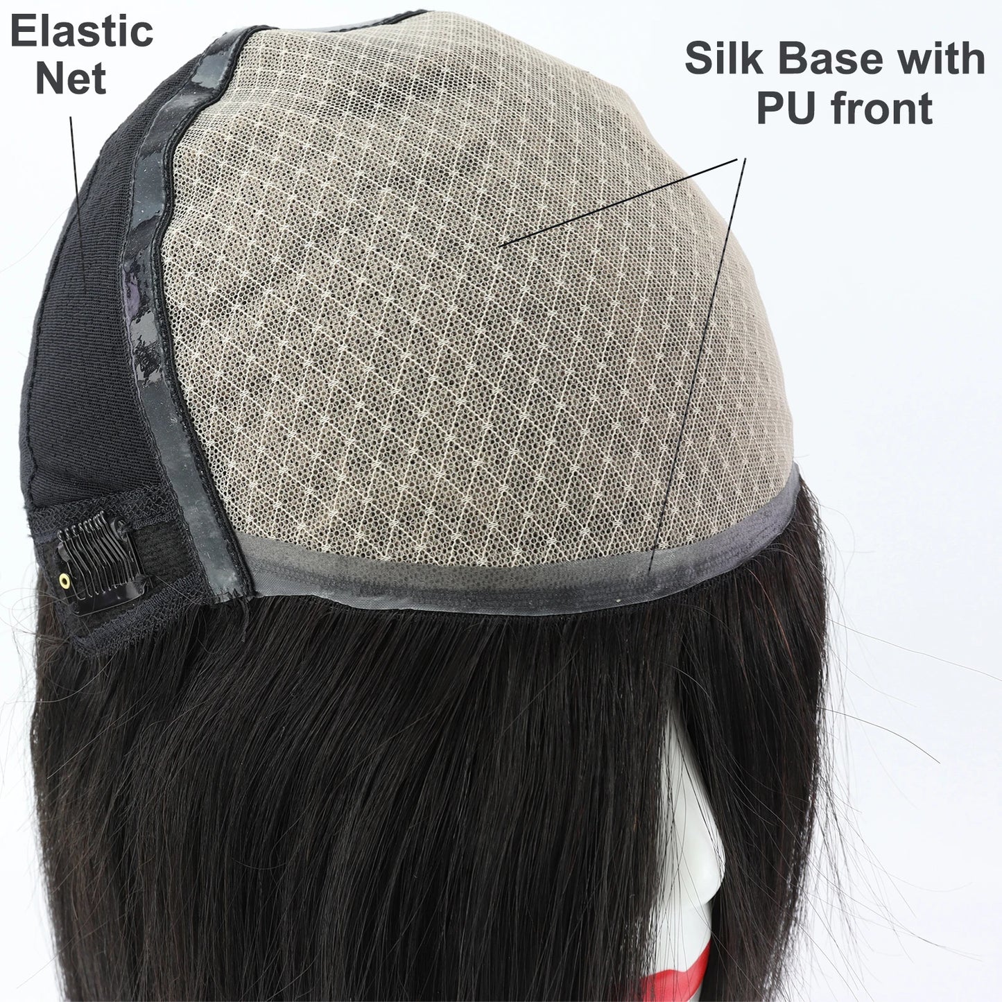 6"x6" Silk Top Human Hair Wig Natural Straight RealVirgin European Human Hair Glueless Wig for Women Soft Breathable Elastic Net
