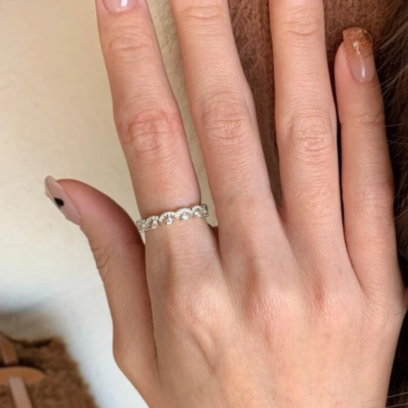 Light luxury high-end silver 925 inlaid full diamond lace rings for women new in retro exquisite fashion ring jewelry gift