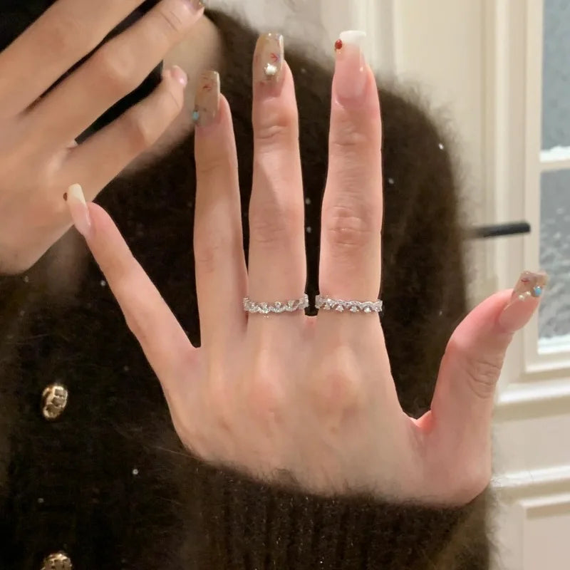 Light luxury high-end silver 925 inlaid full diamond lace rings for women new in retro exquisite fashion ring jewelry gift