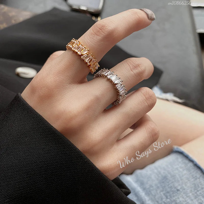 Stylish New Design Sparkling Zircon Rings for Women Elegant Party Jewelry Gift