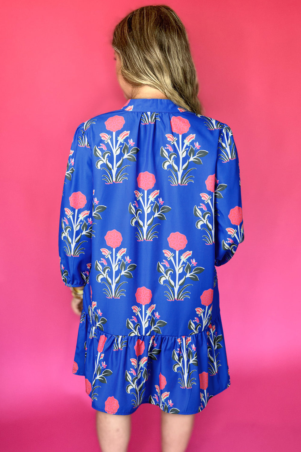 Blue Floral Hem Dress  